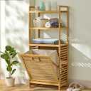 Baveke Tilt Out Laundry Hamper with 3 Tier- Bamboo Laundry Basket, Natural, 1 Bag-3 Tier