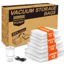 Vacuum Storage Bags for Clothes, 9-pack Vacuum Bags with Electric Pump (3EXTEND +3L + 3M), Reusable Space Saver, for travel, Clothes Storage, Duvets Bedding