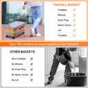 This Hill Collapsible Bucket for Car Washing, 5.5 Gallon Car Wash Bucket with Wheels, Handle, Drain Plug and Water Outlet, Foldable for Mop Cleaning, Camping, RV, Pet Bathing and Laundry
