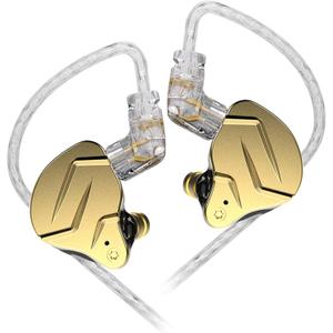 KZ ZSN Pro X Gaming Earbuds, HIFI in ear Headphones High Fidelity in ear Monitor with Hybrid Dual Driver, 1ba 1dd iem Earphone with Detachable Tangle-Free Cable for Computer Tablet (Gold, without mic)