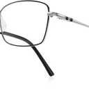 Reading Glasses Blue Light Blocking Spring Hinge Readers for Women Anti Glare Filter Lightweight Eyeglasses (Black Frame Silver Bridge)