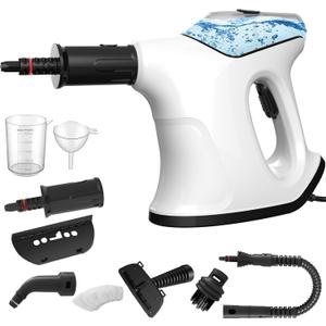 Handheld Steam Cleaner for Home, Immediate Heat Hand Held Steam Cleaner, with Visualized Large Water Tank & 9 PCS Accessories & Safety Lock, for Cleaning Couch,Floor,Window,Car (GRAY WHITE)
