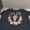 Skeleton Hand Peace Sign Back Printed T-Shirt, 4X
