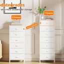 Furnulem White Tall Dresser for Bedroom with 7 Drawers, Vertical Chest of Drawer in Closet, Nightstand Storage Tower Unit Organizer with Fabric Bins for Dorm,Living Room,Entryway,Hallyway