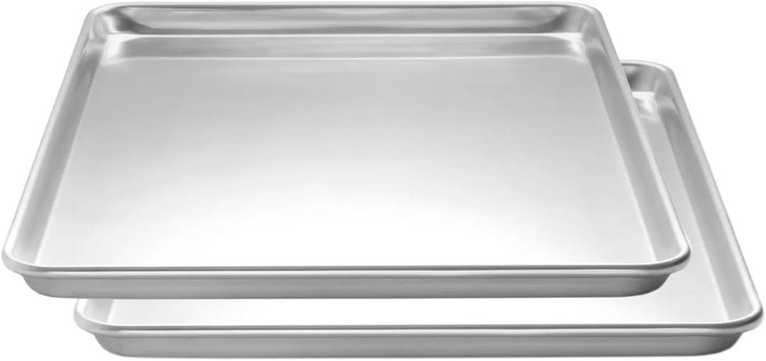 Commercial Bakeware, Aluminum 18-Gauge Medium Duty Full-Size Sheet Pan, 2-Pack (31H-042) (18"x26" Medium Duty)