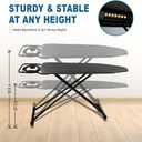 Ironing Board Full Size, Heat Resistant Cover Iron Board with Steam Rest, Ultra Thick Padding, Height Adjustable Heavy Sturdy Metal Frame Legs Ironing Stand,Non-Slip Foldable (54"x13", Round Rest)