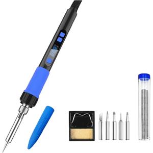 Industrial Grade Welding Pen Repair Tool Set, 90W Soldering Iron Kit, Cutting and Descaling Laser Welder Machine, Adjustable Temperature Digital Display with 5 Soldering Iron Tips (Blue)