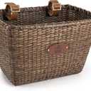 Bike Basket, Handmade Rattan Bicycle Baskets, Front Bike Baskets for Women, Retro Style Bike Baskets for Adult Bikes (Dark Brown)