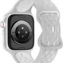 Sport Silicone Bands Compatible with Apple Watch Band 46mm 45mm 44mm 42mm 49mm 41mm 40mm 38mm, Breathable Soft Strap Replacement Wristband for iWatch Ultra 2 Series 10 9 8 7 SE 6 5 4 3 2 1 Men Women, Set of 2