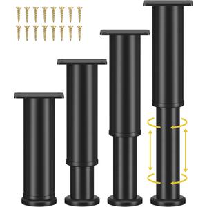 Wlrrcwdttc 4 Pcs Adjustable Bed Support Legs for Bed Frame/Bed Center Slat, Metal Adjustable Furniture Legs 7.08-13 inch for Bed/Sofa/Cabinet/Couch/Dresser/Table, Thickened Heavy Bed Replacement Legs