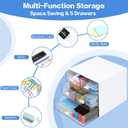 Desk Organizer with 5 Drawers, Rectangular Office Stationery Supplies Desktop Drawers, Plastic Makeup Storage, Suitable for Office, School, Home (White & 5 Drawers)