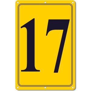 Premium Aluminum Number Signs 17, Metal 12" X 8" Yellow Numbered Signs Outdoor for Parking Lots, Floor, Dock, Court, Aisle, Field, High Visibility, No Fade, Weather-resistant