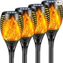 Upgraded Larger Solar Lights Outdoor, 4 Pack Flickering Flame Solar Torch Lights with Super Larger Size for Garden Decor, Waterproof Solar Garden Light, Solar Powered Outdoor Lights for Yard Pathway (Orange)