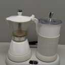 Electric Moka Pot & Milk Frother  3-Cup (150 ml) Modern Espresso Maker with Built-in Steamer for Coffee, Cappuccino, Latte, Mocha & Cuban | Cafetera Elctrica Modernas, White