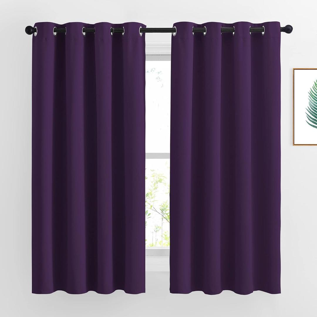 NICETOWN Insulated Curtains Blackout Draperies - Window Treatment Blackout Curtains/Drapes for Bedroom/Living Room Window (63 inches Long, 2 Panel Set, Royal Purple)