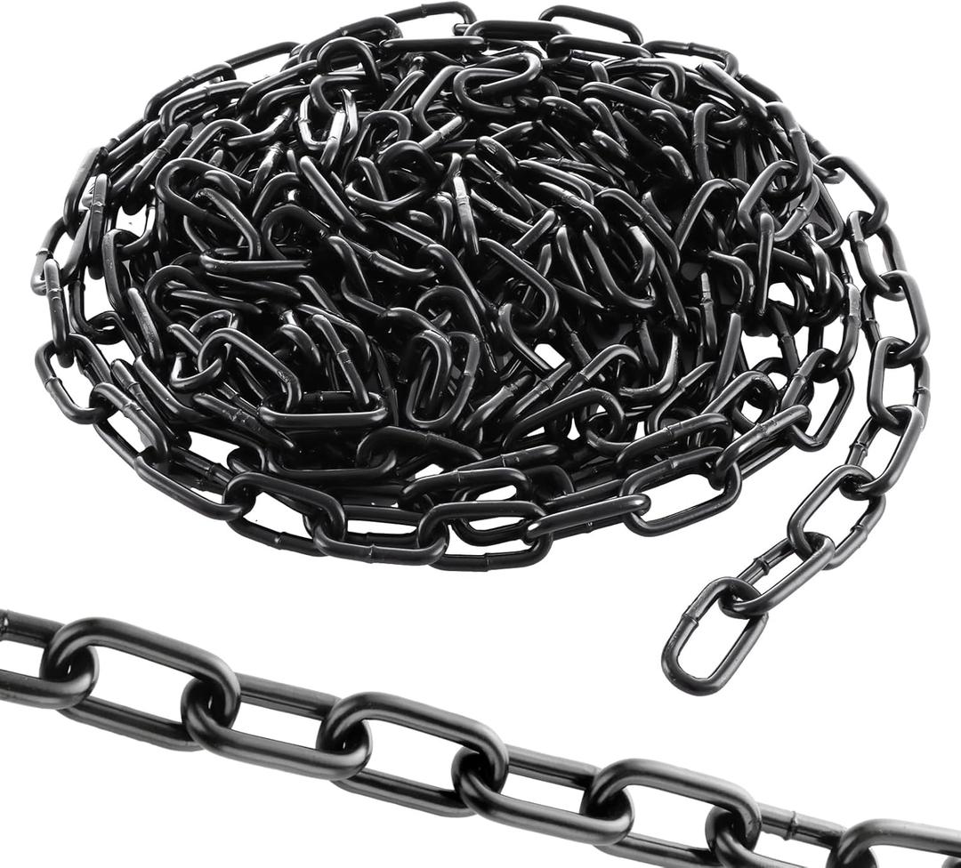 QTLCOHD 30 ft. Black Chain - 1/8 Inches Heavy Duty Decorative Black Chain for Hanging Plants, Helloween Metal Chains Link for Outdoor Fence Porch Swing