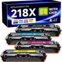 218X Toner Cartridges High Yield (with Chip) Replacement for HP 218X Toner Cartridges 4 Pack 218A 218X W2180X Toner for HP Color Laserjet Pro MFP 3301FDW 3301SDW 3301CDW 3201DW Printer (B/C/Y/M)