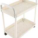 3 Tiers Plastic Rolling Utility Cart with Wheels, Layers White Hook Stable Tier Utility Cart Mobile for Living Room Bedroom Kitchen Carts Multi Functional Storage Trolley e Shelf