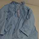 Rain Jacket Women Striped Lined Hooded Lightweight Raincoat Outdoor Waterproof Windbreaker (Large, Sky Blue)