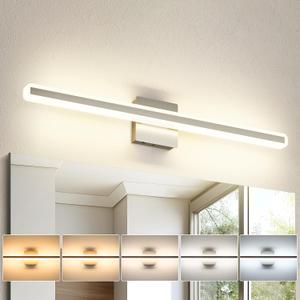 JUSHENG Brushed Nickel Vanity Lights for Bathroom, 5CCT Dimmable Vanity Light Bar, Modern LED Bathroom Lighting Fixtures Above Mirror 32'' Inch 24W, 31.5'' Inch