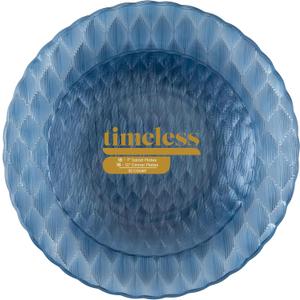 PLASTICPRO 32 Pack Plastic Dishes Set of 16-10 inch Plates and 16-7 inch Plates, Elegant Translucent Blue Disposable Fancy Tableware Premium Heavyweight