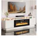 oneinmil Fireplace TV Stand with 36 Electric Fireplace, 80 2 Tier TV Console Stand for TVs Up to 90"", LED Light Entertainment Center, Fireplace for The Living Room TV Stand, White, H21014WH-80