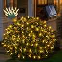 Liveasily Solar Powered Christmas Net Lights Outdoor Mesh Light for Bushes, 8 Modes Solar Christmas Lights Decorations Outdoor for Garden, Yard, 6Ft*6Ft, Warm White