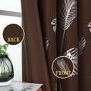 Estelar Textiler Brown Blackout Curtains 63 Inches Long, Room Darkening Curtains for Bedroom, Thermal Insulated Drapes with Silver Foil Print Palm Leaf Pattern for Living Room, 52Wx63L, 2 Panels