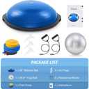 ZELUS 25in. Balance Ball | 660lb Inflatable Half Exercise Ball Wobble Board Balance Trainer w Nonslip Base | Half Yoga Ball Strength Training Equipment w 2 Bands, Pump, Extra Ball Included