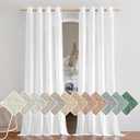 NICETOWN White Sheer Linen Curtains for Living Room 84 inch Length 2 Panels Set, Grommet Semi Sheer Privacy with Light Filtering Flax Window Treatments for Bedroom, W52 x L84