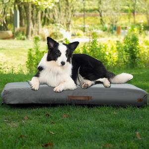 Outdoor Inflatable Dog Bed for Medium Dogs, Outdoor Travel Dogs Met with Removeable Cover, Inflated Dog Bed Waterproof Summer Pet Mat with Anti-Slip Bottom, Rock Grey, 41x28 inch