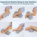 5 STARS UNITED Knee Pillow for Back Sleeping Memory Foam Cushion for Sciatica Pain Relief Under Leg Support for Sleeping on Back Half Moon Bolster for Bed, Gray