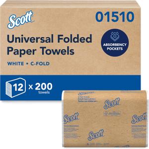 Scott Professional Essential C-Fold Folded Paper Towels, Bulk (01510), Fast-Drying Absorbency Pockets, 13.15"x10.125" Towel, White (200 Sheets/Pack, 12 Packs/Case, 2,400 Sheet Total)