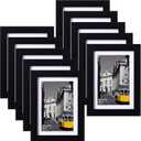 eletecpro 5x7 Picture Frames Set of 10 with Clear Acrylic Cover, Tabletop Decor, Displays 4x6 Photos with Mat or 5x7 Without, Horizontal or Vertical, Desktop Stand, Black