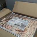 8x10 Area Rug Washable Vintage Traditional Mat Distressed Indoor Foldable Thin Retro Accent Floral Non Slip Carpet Rugs for Living Room Dining Room Office (Red Blue Flowers)