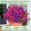 MARTINE MALL 12 Bundles Look Real Artificial Flowers for Outdoors, Realistic Fake Outdoor Flowers, UV Resistant Silk Petunia Flowers for Outside Faux Flowers Plants for Outdoor Porch, Purple+Fuchsia