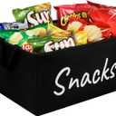 Snack Bin for Pantry - Snack Basket Organizer for Countertop - Imitation Linen Snack Storage Containers for Storing Chips, Pretzels, Cookies, Popcorn and more - Kitchen Organization