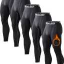 5 or 4 Pack Men's Thermal Compression Pants Fleece Lined Sports Tights Athletic Leggings Cold Weather Baselayer Winter Gear (Medium)