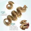 Body Wave Tape in Extensions Human Hair Seamless Hair Extensions Tape in Dark Ash Blonde Highlighted with Light Blonde 14 Inch 20pcs 30g Body Wave Seamless Skin Weft Tape ins (#16P22 BW)