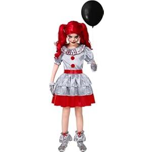 SIZGAROOT Scary Clown Costume for Kids Girls Creepy Killer Clown Costume for Girls Halloween Costume for Girls (8-9 Years)