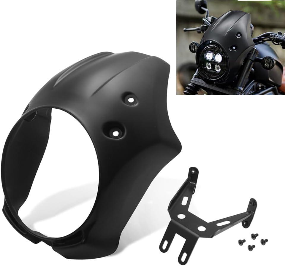 Motorcycle Front Headlight Fairing Cover Cowl Mask Visor Windshield Windscreen Fit for Honda Rebel CMX 500 300 CMX500 CMX300 2017-2022, Matte Black