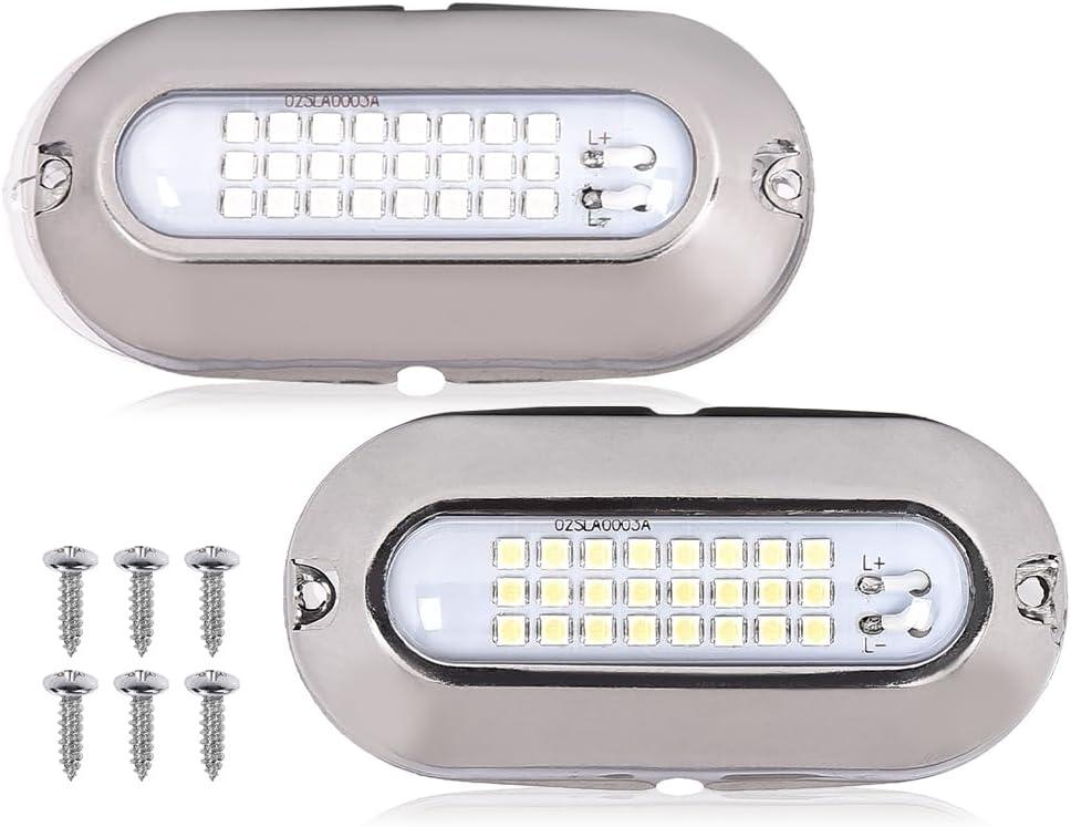 PIT66 LED Pontoon Boat Docking Light Bright White Housing Marine Boat Light 12V White&Blue Lighting 2 Pcs
