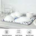 Dish Drying Mat Kitchen Counter Absorbent Blue and White Pattern Coffee Sink Mat Dish Drainer Pad 18 Inch x 24 Inch