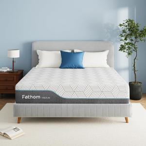 FATHOM Medium King Mattress 14 Inch Memory Foam Mattress King Size Bed in a Box for Back Pain Relief and Cool Sleep with Gel Foam and Removeable Fiberglass Free Cover, CertiPUR-US Certified