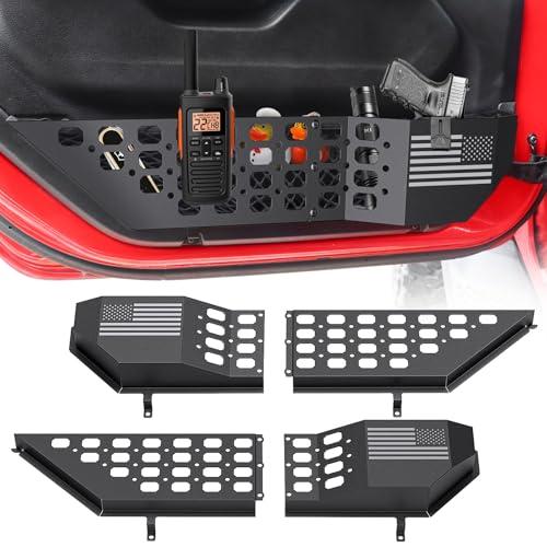 DIAMOOKY Metal Front Door Pocket Storage Box for Jeep Wrangler JL JLU 4XE 2018-2025 & Gladiator JT 2020-2022 2023 2024 2025 Accessories Door Storage Organizer Molle Panels (Not for Power Seats), 2PCS