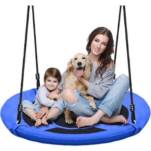 40 Inch Blue Saucer Tree Swing Set for Kids Adults 500lb Weight Capacity Waterproof Flying Swing Seat Outdoor Playground, Backyard