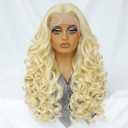 Felek Blonde 13x6 Synthetic Lace Front Wig Loose Wave HD Transparent Lace Frontal Wigs Pre Plucked Wear and Go Glueless Wigs for Black and White Women 24 inch Long Curly Wig #613