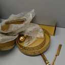 Gold Cake Stand Metal Dessert Table Display Set Tiered Cupcake Holder Fruit Candy Donut Plate Serving Tower Tray Platter (Gold)