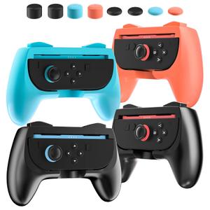PAWDIARY [4 Sets Switch 2 Grips (for Nintendo Switch 2025 Grip), Comfort Hand Grip Accessories for Switch 2 Left and Right Controller, Ergonomic Handle Kit with 8 Thumb Caps