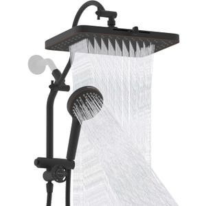 Hibbent cUPC Certified 13'' Shower Head Combo, High Pressure 5 Spray Rainfall Showerhead, 10 Spray Handheld, All Metal Easy Reach 4-way Diverter with Pause Mode, 71'' Hose & Holder, Oil-Rubbed Bronze